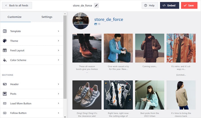 live feed editor for the instagram feed pro plugin