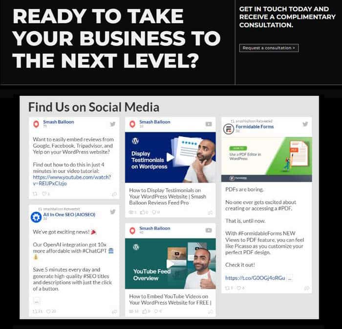 social wall elementor example