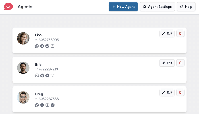 agents connected to wpchat example