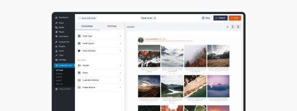 Visual feed customizer