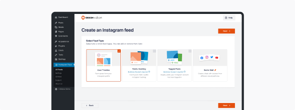 Feed creation wizard