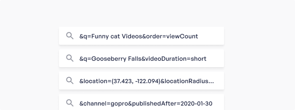 YouTube search query feeds